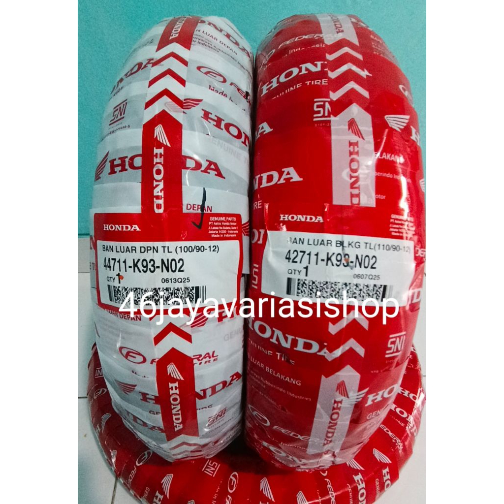Paket/Sepasang Ban Luar Tubeless Ahm Honda 100/90-12 & 110/90-12 Ban Scoopy Fi,Genio new,beat street