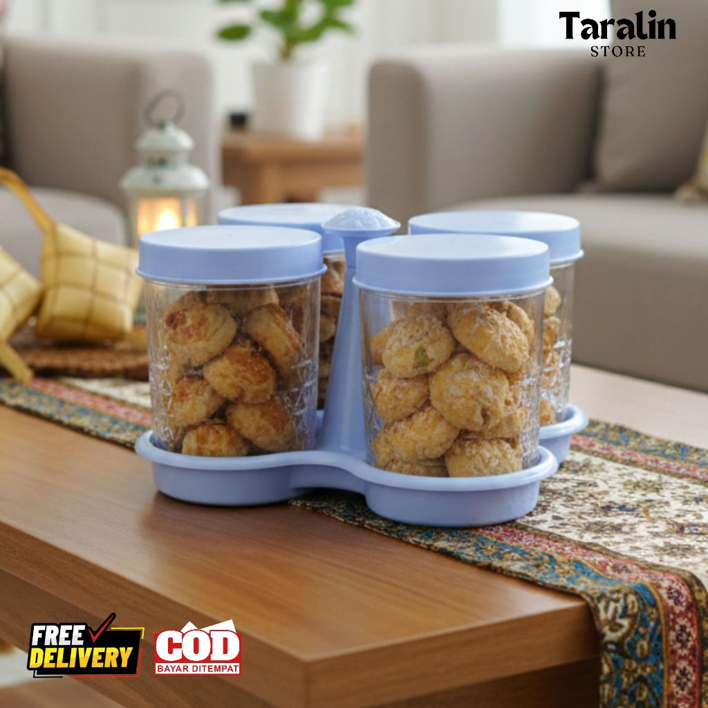 Calista Toples 4 Daun Set Tutup Rapat Food Grade | Toples Calista Daun