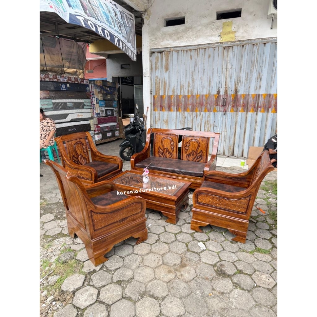 KURSI JATI BLOK ANGSA SEATER DUDUKAN 2111 | FREE ONGKIR BANDAR LAMPUNG