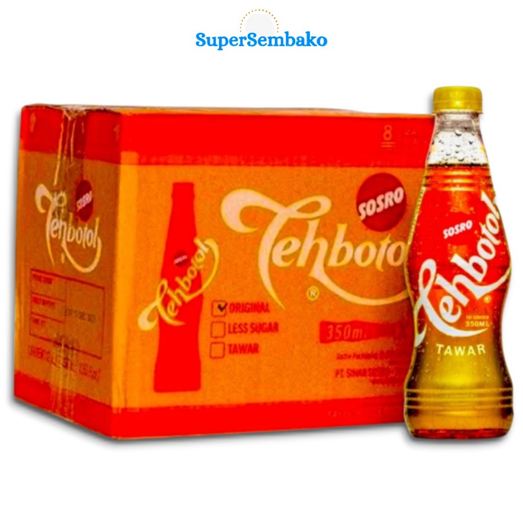 Minuman Teh Botol Sosro Tawar 350ml 1 Dus Karton Krat Isi 12 Botol Grosir Instant Depok