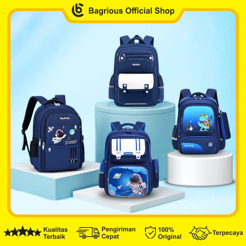 Tas Sekolah Anak Laki-Laki SD Gambar Astronot Tas Ransel Sekolah Pria Import Tas Sekolah Cowok Tas R