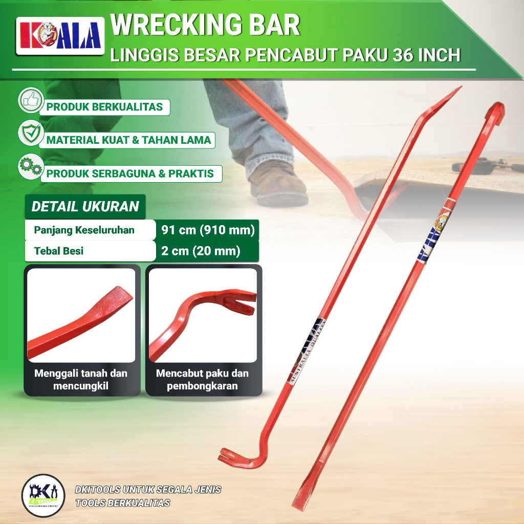 KOALA Linggis besar Pencabut Paku Crowbar 36" Inch 91 Cm Single