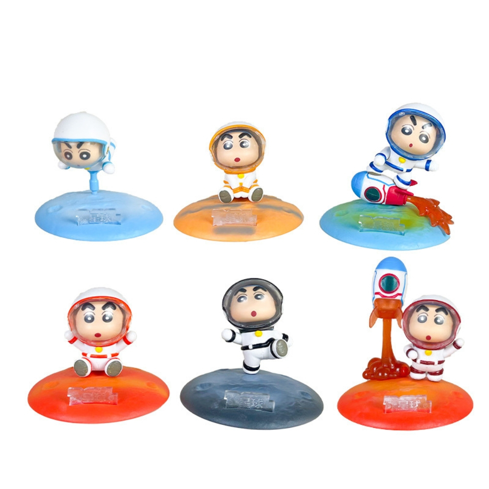 Action Figure Crayon Shinchan - Doraemon Astronot Luar Angkasa Set Isi 6