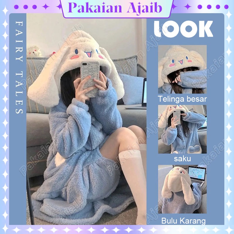 Pakaian Ajaib Baju Tidur Wanita Cinnamonroll Piyama Flanel Musim Dingin Piyama Siswi Gaya Korea Yang