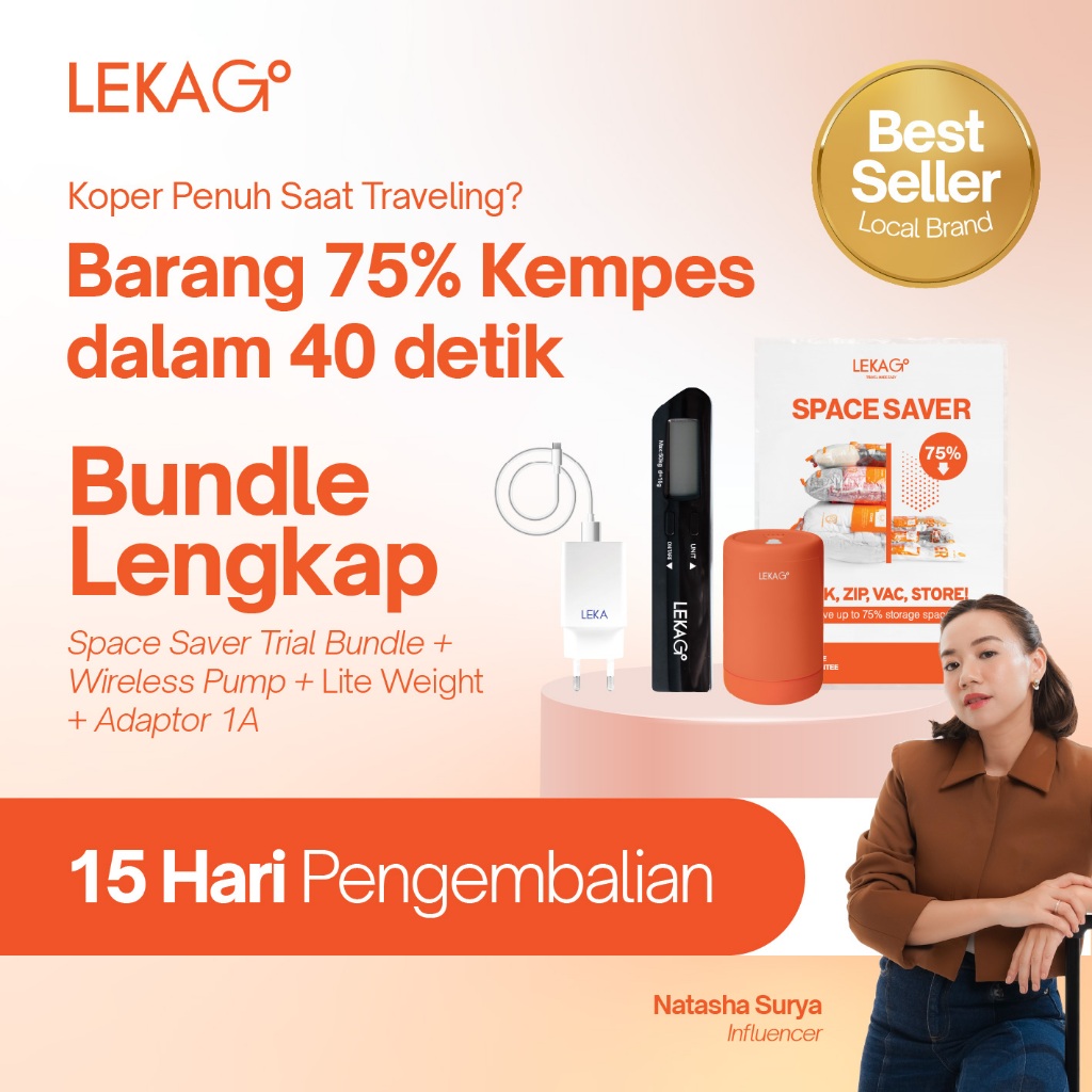 LEKA Go - Bundle Lengkap Trial Bundle Space Saver + Pompa Elektrik + Timbangan Koper