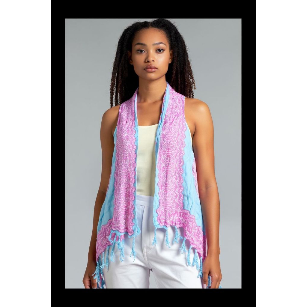 Outer Wanita Tanpa Lengan Motif Etnik | Outer Santai Adem & Ringan