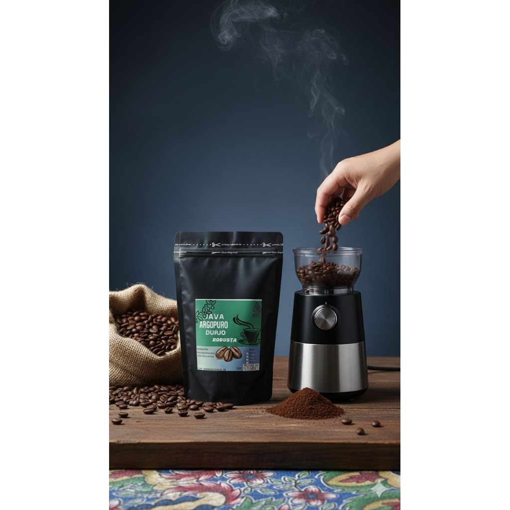 Kopi Robusta jember Bubuk halus 230g- Dark Roast, Rasa Pahit Kopi Asli