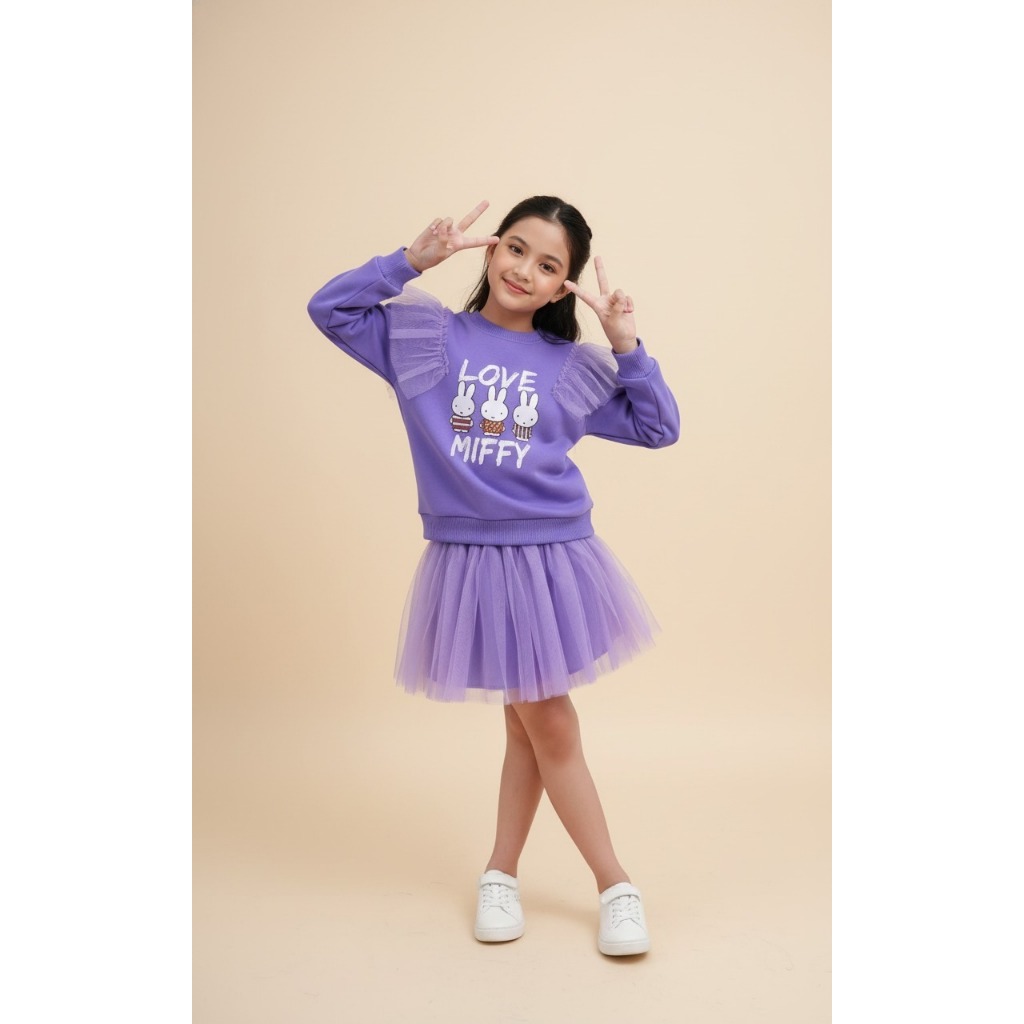 SASA GIRL SET Baju Anak Perempuan Korean Style Skirt Rok Pendek Anak Lengan Panjang Trendy Kekinian 