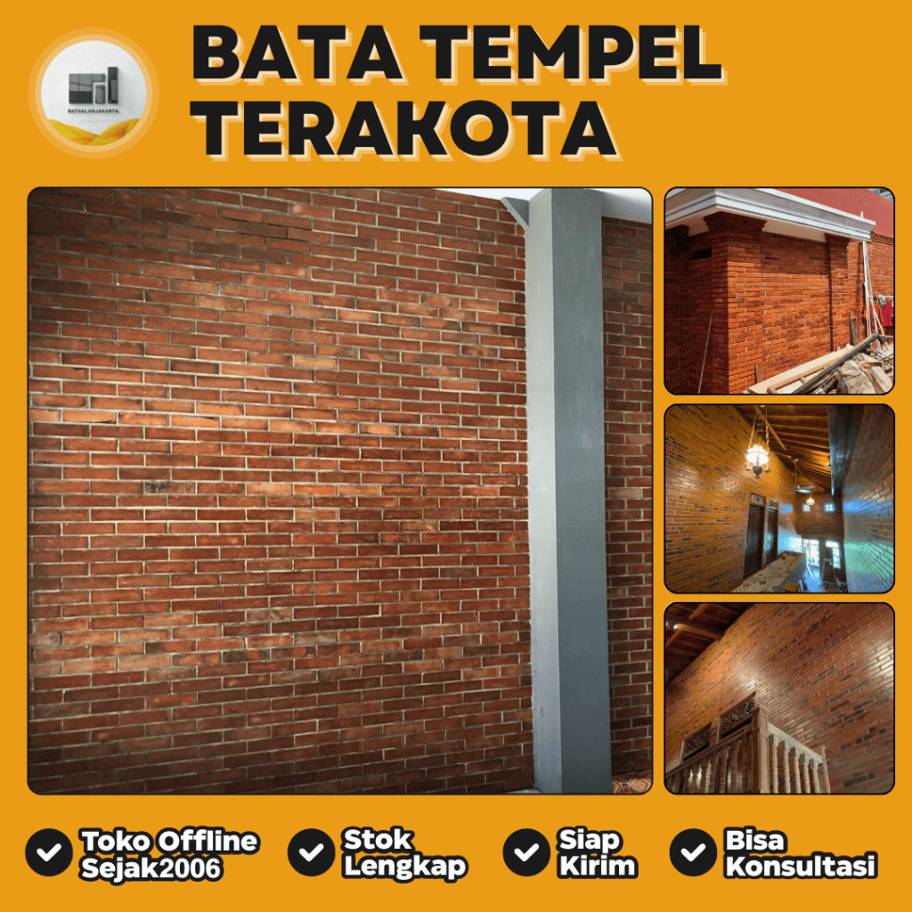 Bata Expose Tempel Terakota Untuk Dinding Interior & Eksterior (Natural , Belang)