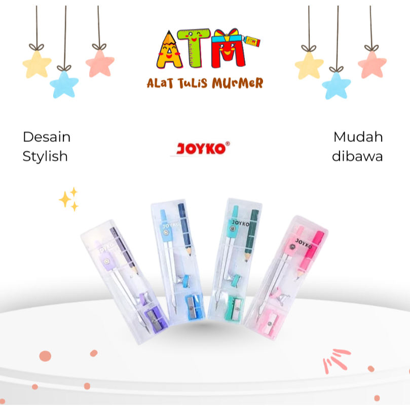 Math Jangka Set/Jangka Besi/JOYKO Jangka MS-55 warna pastel