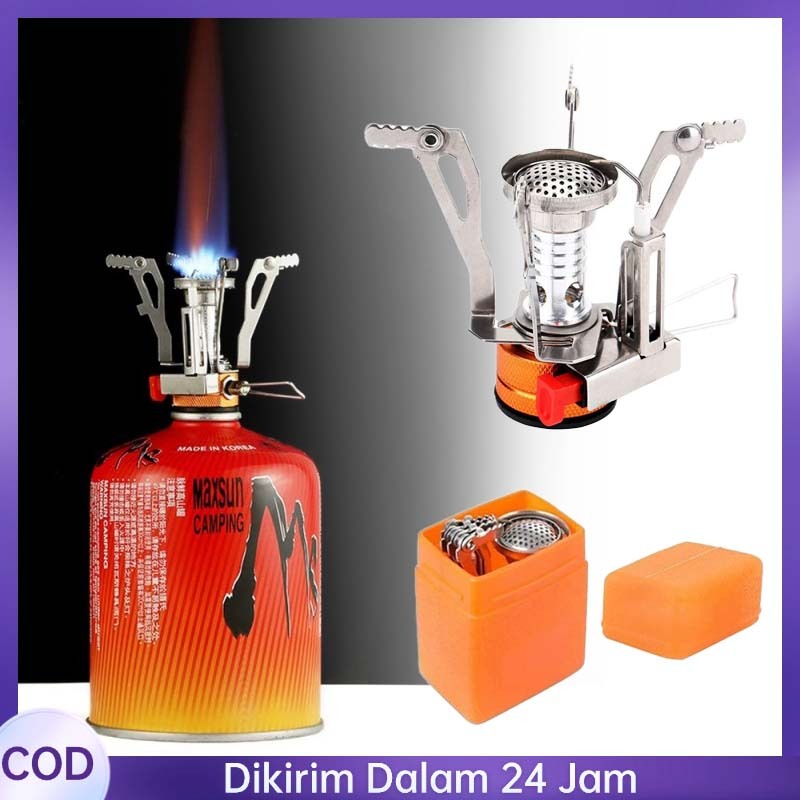 Kompor Ultralight Camping Satu Potong Kompor Lipat Camping Pengapian Elektronik Kompor Gas Mini Untu