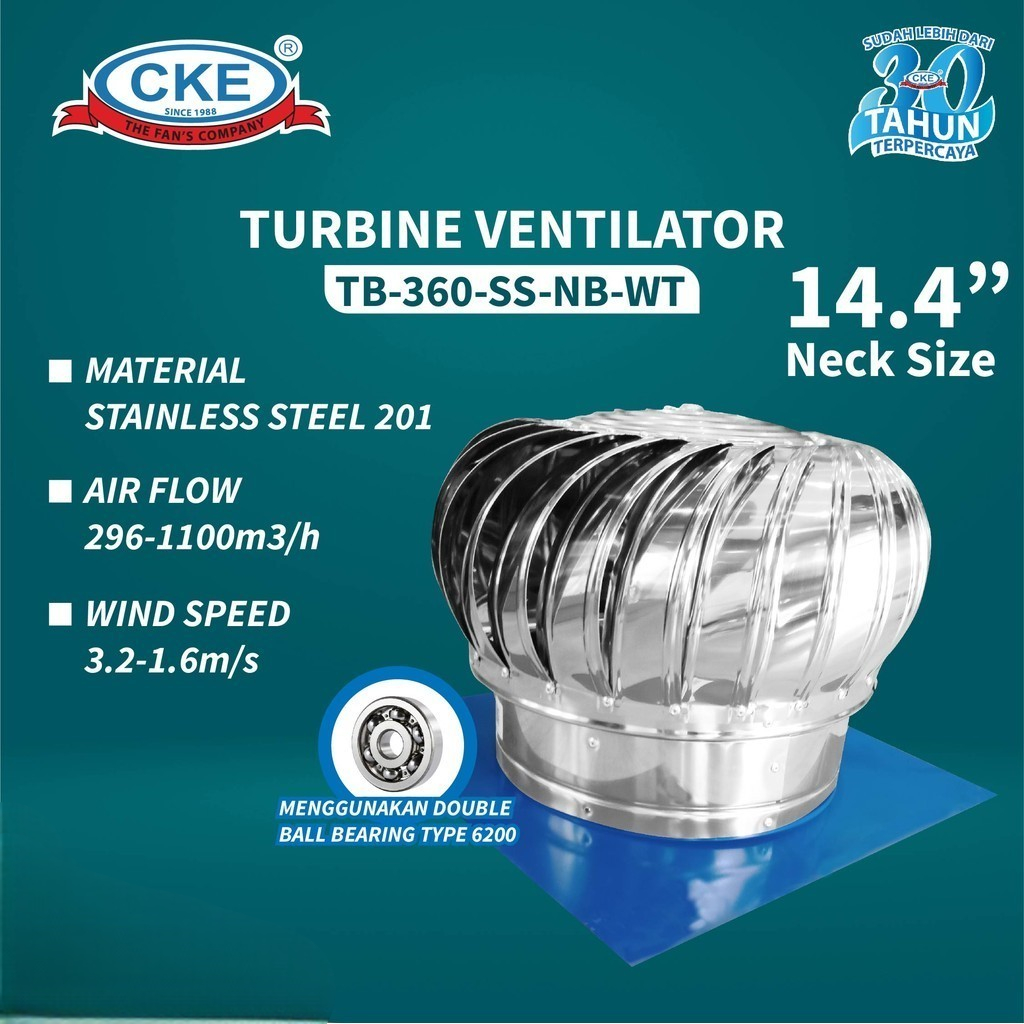 CKE Turbin Ventilator 14 Inch Turbine Roof Ventilasi Atap Rumah Pabrik