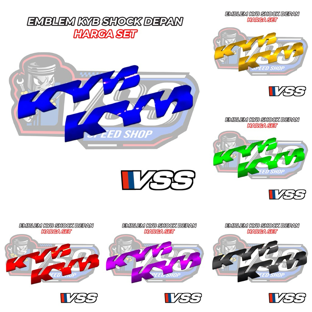 Emblem KYB Emblem tulisan logo kyb shock depan timbul sepasang kanan kiri satu set.