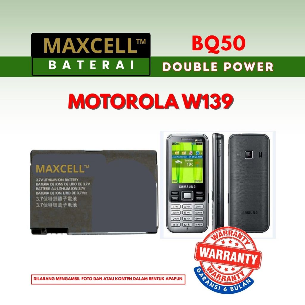 Baterai BQ50 Compatible Motorola w139 Double Power