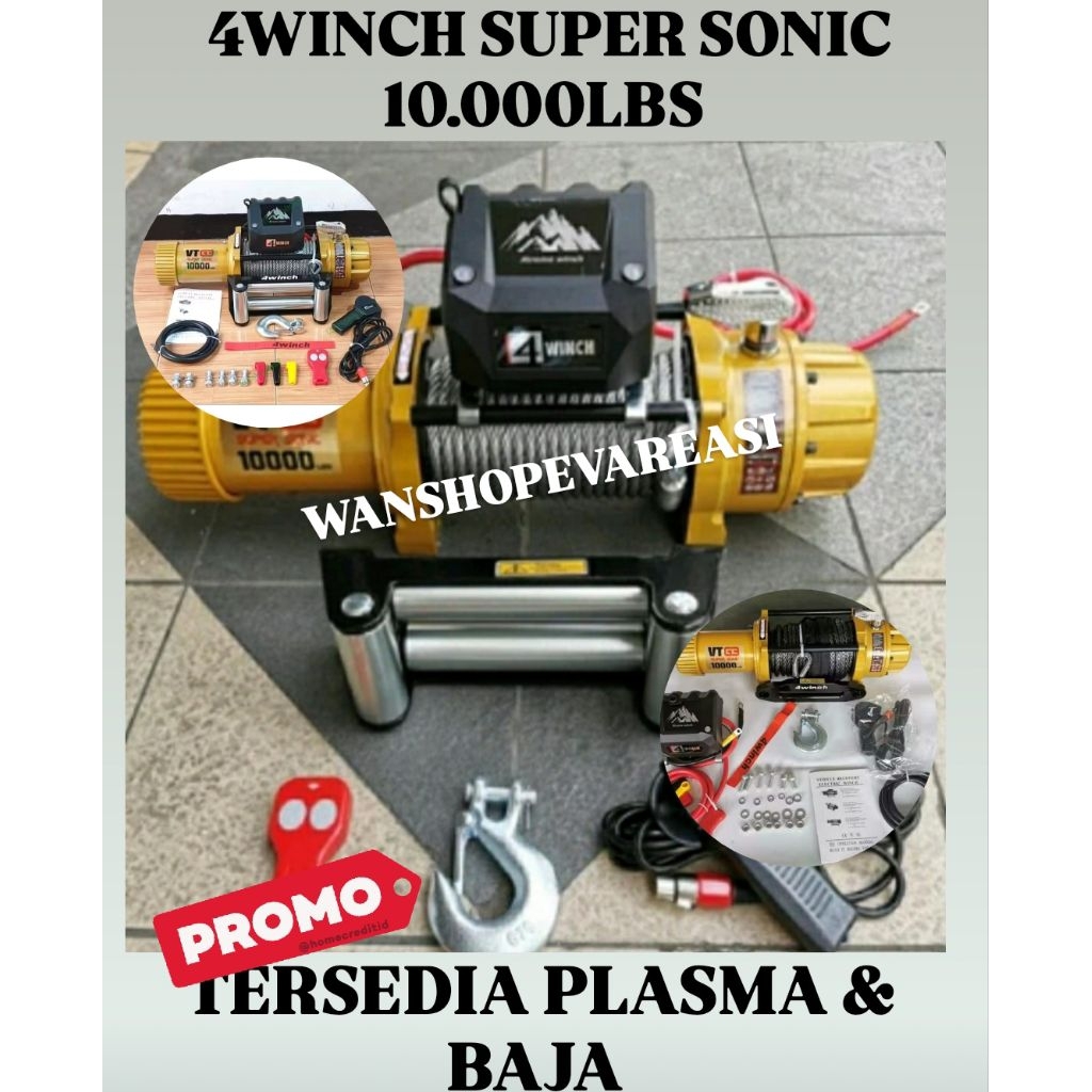 4winch super sonic 10,000lbs 4.5ton high speed 7.8hp offroad jeep 12volt