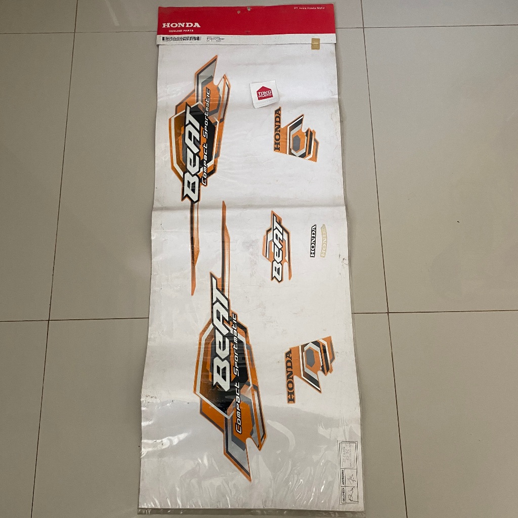 Stiker Striping Polet Beat Karbu Orange Oren Original AHM