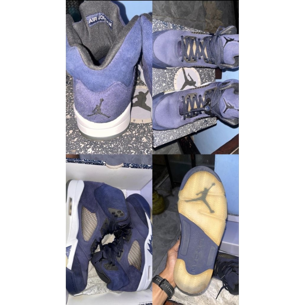 Sepatu original preloved Air Jordan  retro 5 midnight blue size 43