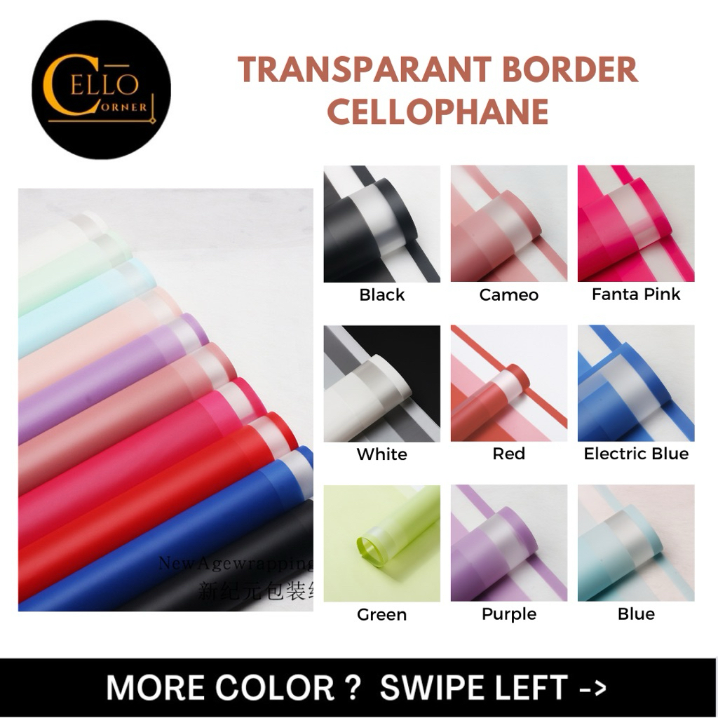 TRANSPARANT BORDER CELLOPHANE / CELLOPHANE TRANSULANT / KERTAS BUNGA / KERTAS PEMBUNGKUS BUKET bt