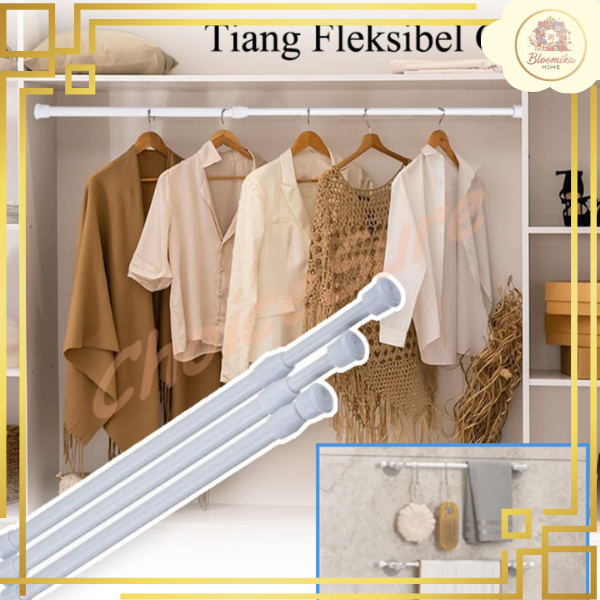 HL0770 Tiang Fleksibel Tiang Gorden Kolong Dapur Tiang Tanpa Paku Tiang Serbaguna untuk Gorden Lemar