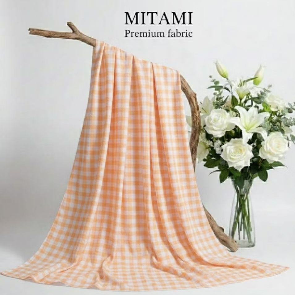 Kain Katun Motif Gingham Kotak Pastel | Bahan Baju Korea / Home Dress / Picnic Rug | Kain Meteran (H