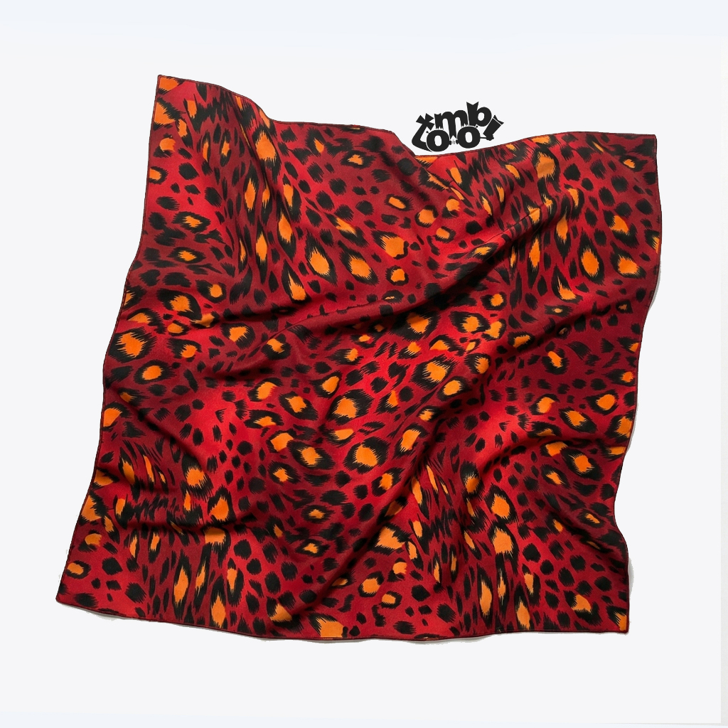 Tomobi Bandana Slayer Motif Leopard Merah - Scarf Ikat Kepala Pria Wanita - Kain Katun 50x50cm