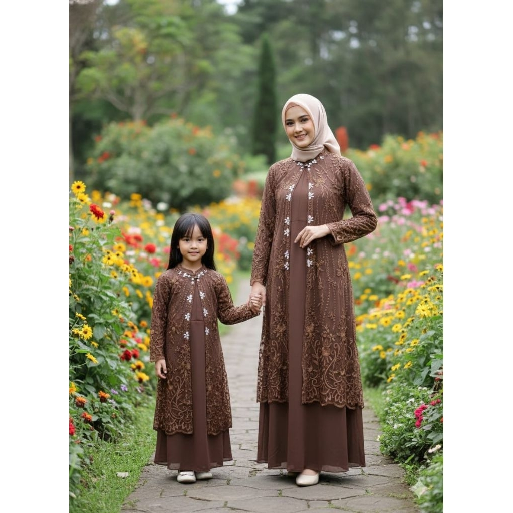 gamis lebaran ibu dan anak / gamis pesta / gamis jumbo / couple gamis ibu / gamis kekinian