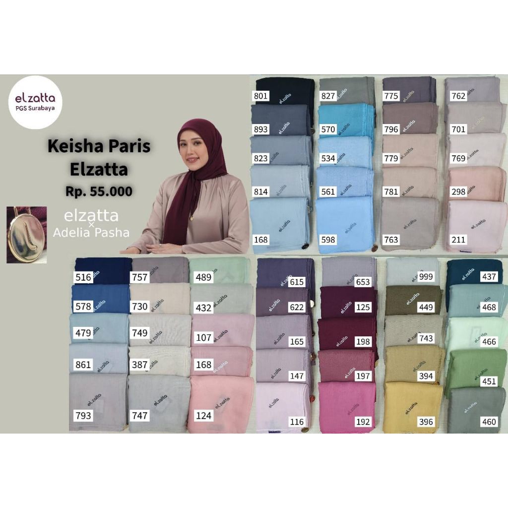 HIJAB PARIS ELZATTA X ADELIA PASHA BEST SELLER KERUDUNG SEGIEMPAT VIRAL