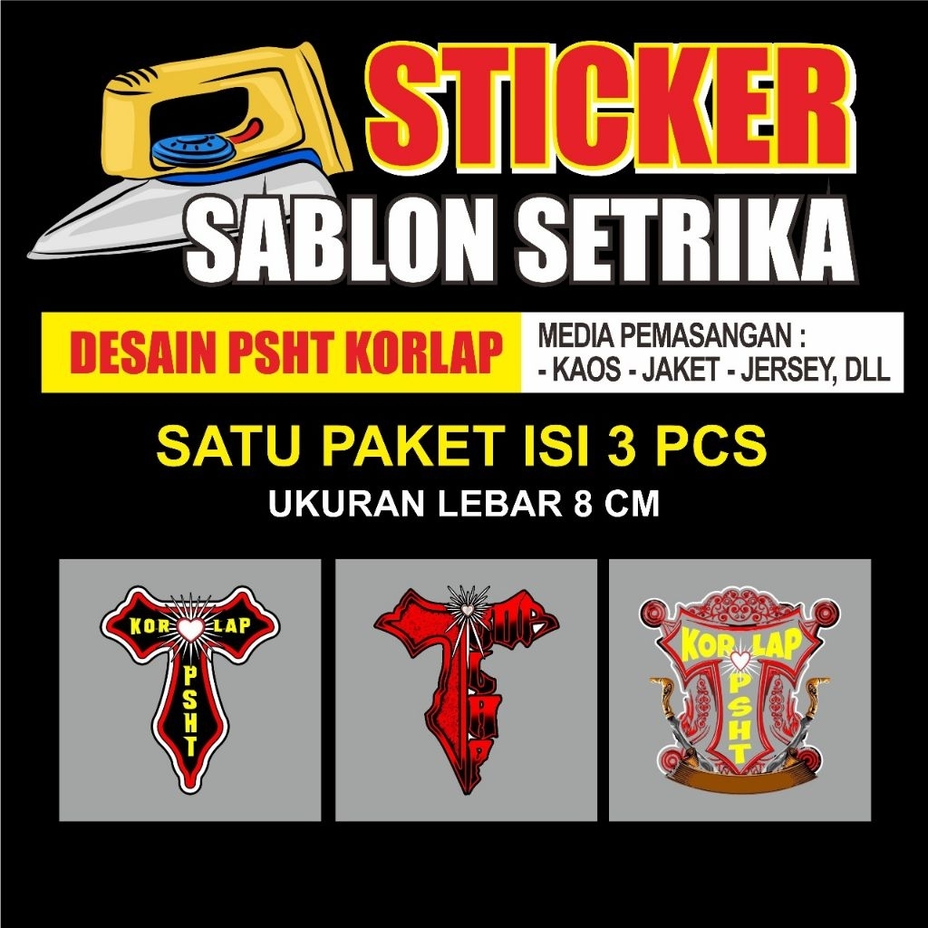 STIKER SABLON STRIKA PSHT KORLAP 8CM 3 PCS