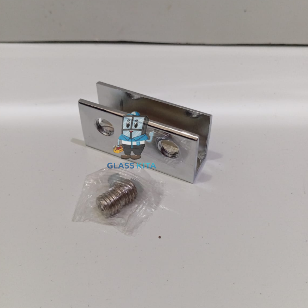 Ambalan Klem Jepit Kaca 8 - 12 Mm Glass Clamp U Jepit Klem Kaca 12 Mm