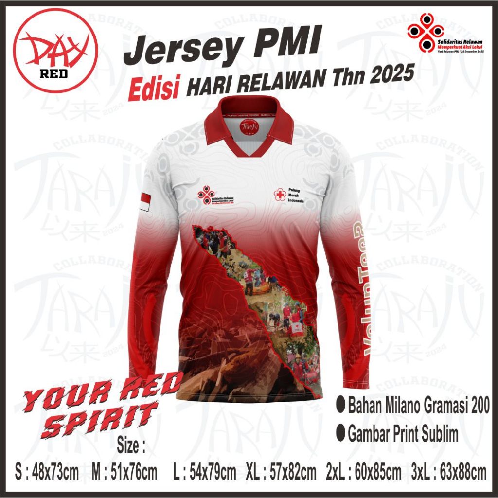 BAJU PMI / BAJU PMR /Jersey PMI / JERSEY PMR / JERSEY PMI Edisi HARI RELAWAN TAHUN 2025
