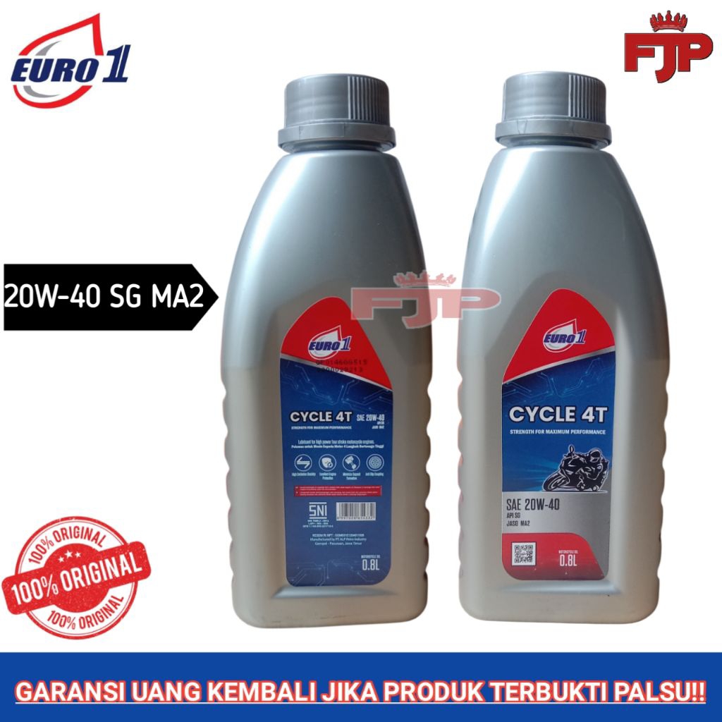 Euro 1 Oli Euro1 Cycle 4t 20w-40 SG MA2 800 Ml Original