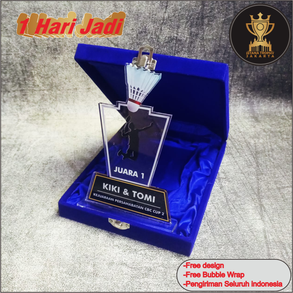 Plakat Akrilik | Plakat Akrilik Badminton | Plakat 1 Hari Jadi | Free Desain