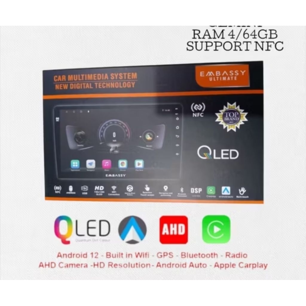 Head Unit Android Embassy 9 inch ram 4  NFC Android Embassy Gemini 9 inch RAM 4/64 Android Auto Carp