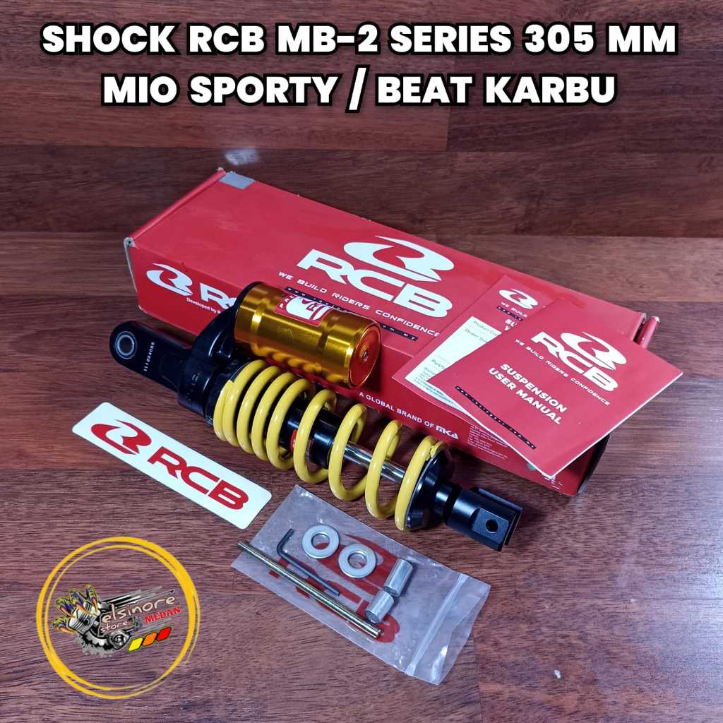 SHOCK BELAKANG RCB MB2 SERIES 305 MM YELLOW MIO SPORTY/BEAT KARBU/MIO M3/LEXI/FINO/XEON - ORIGINAL R