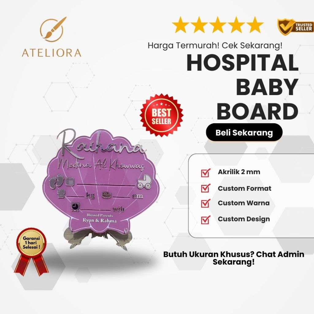 Hospital baby board | Papan nama bayi | Akrilik nama bayi