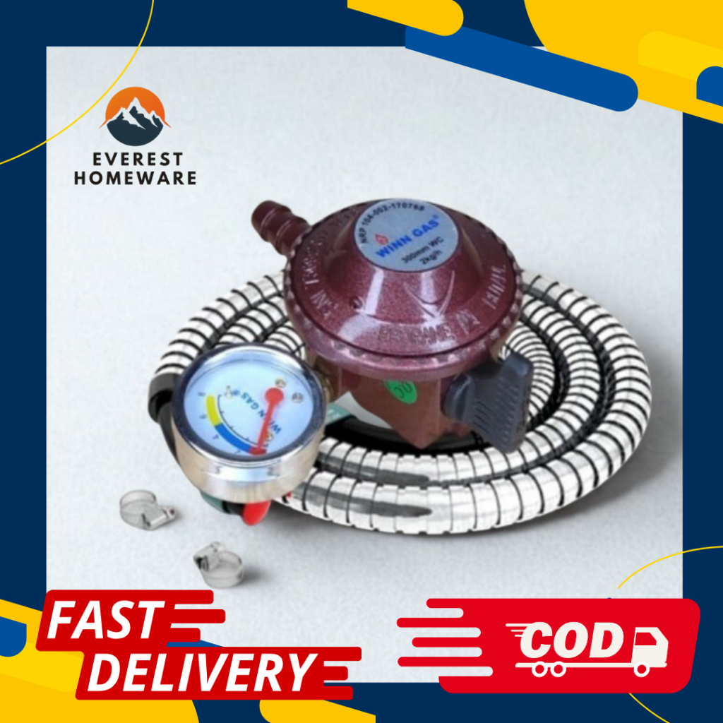 Paket Selang Winn Gas Regulator LPG Tekanan Rendah W18M+Meter - Paket Regulator dan Selang