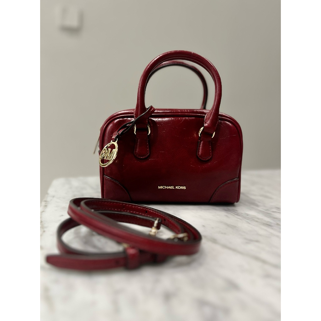 mk thompson red satchel xs