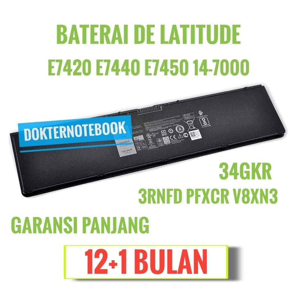 Baterai Laptop Dell Latitude E7440 E7450 E7420 Type 34GKR 47Wh -NEW