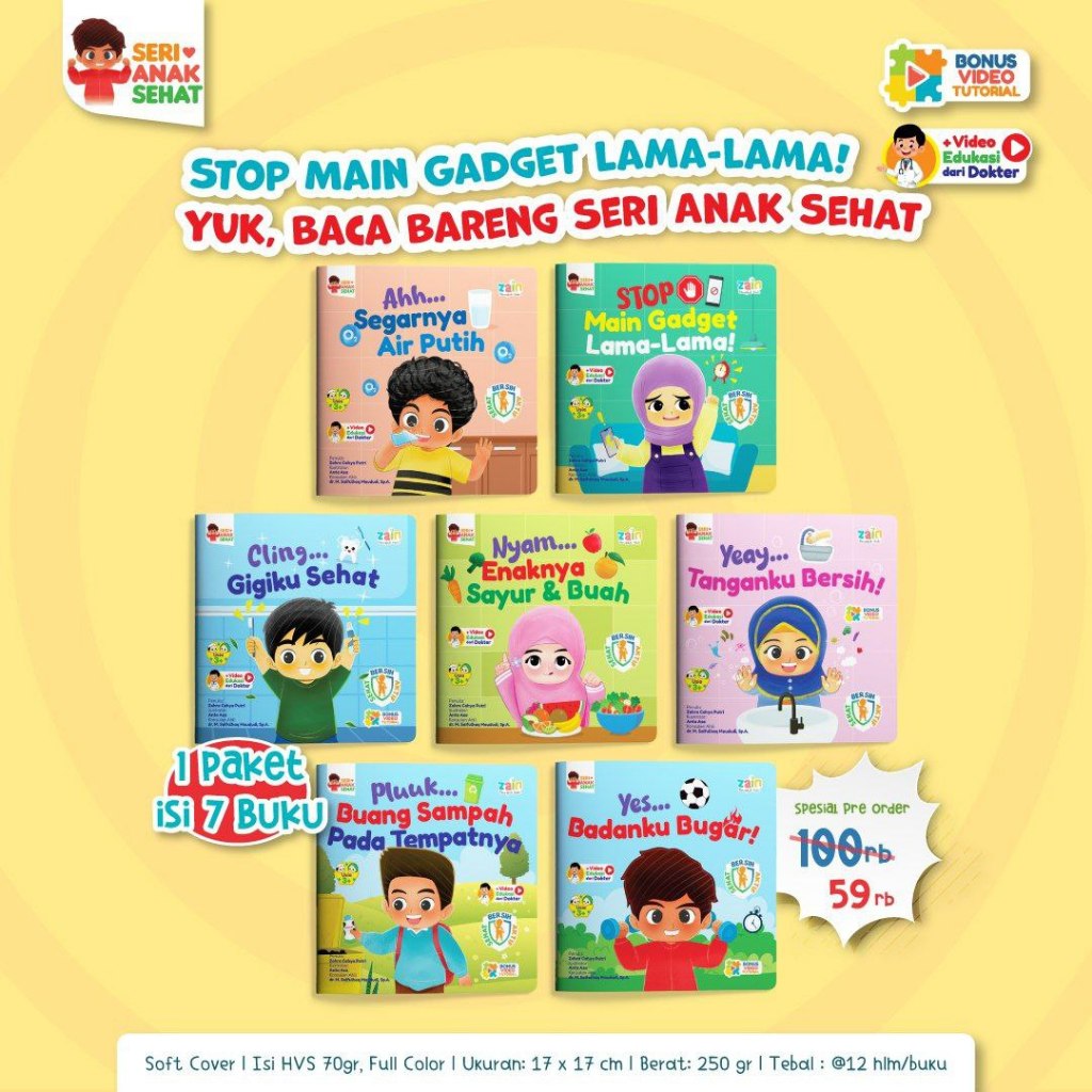 (KIBLATbuku) Paket 7 Buku Seri Anak Sehat Cerita Anak PAUD TK SD Zain