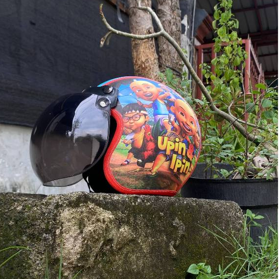 Helm Anak Bogo kaca bogo usia 3-7  tahun motif Upin Ipin Biru