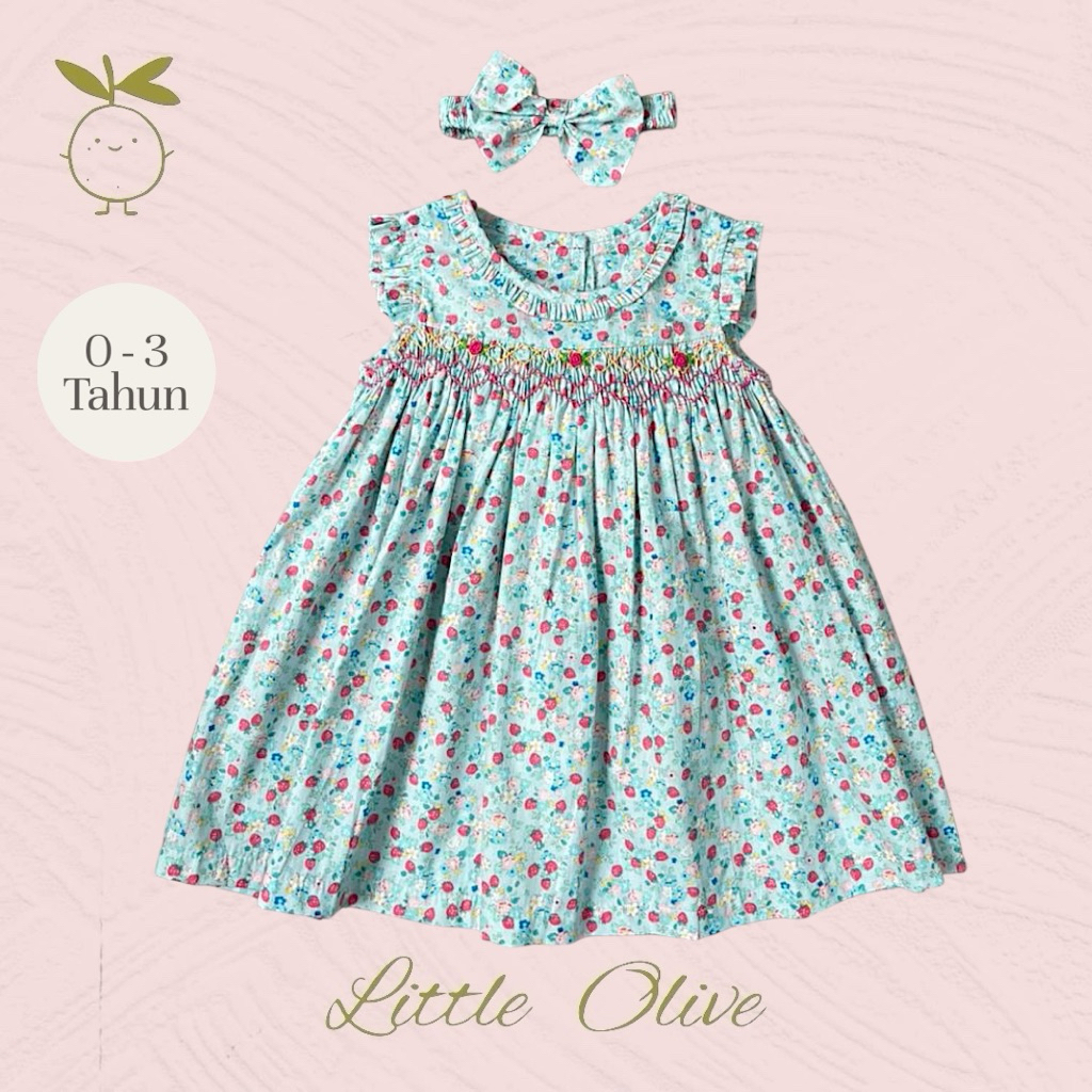 Little Olive - Jamie Dress | 0-2 Tahun | Dress Anak Newborn |Baju Bayi Motif Bunga | Premium