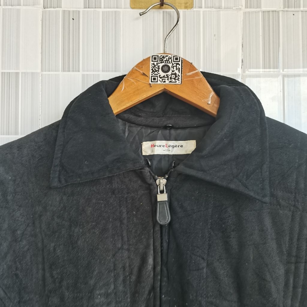 1170. WORK JAKET WOOL WARNA HITAM SIZE L PRELOVED