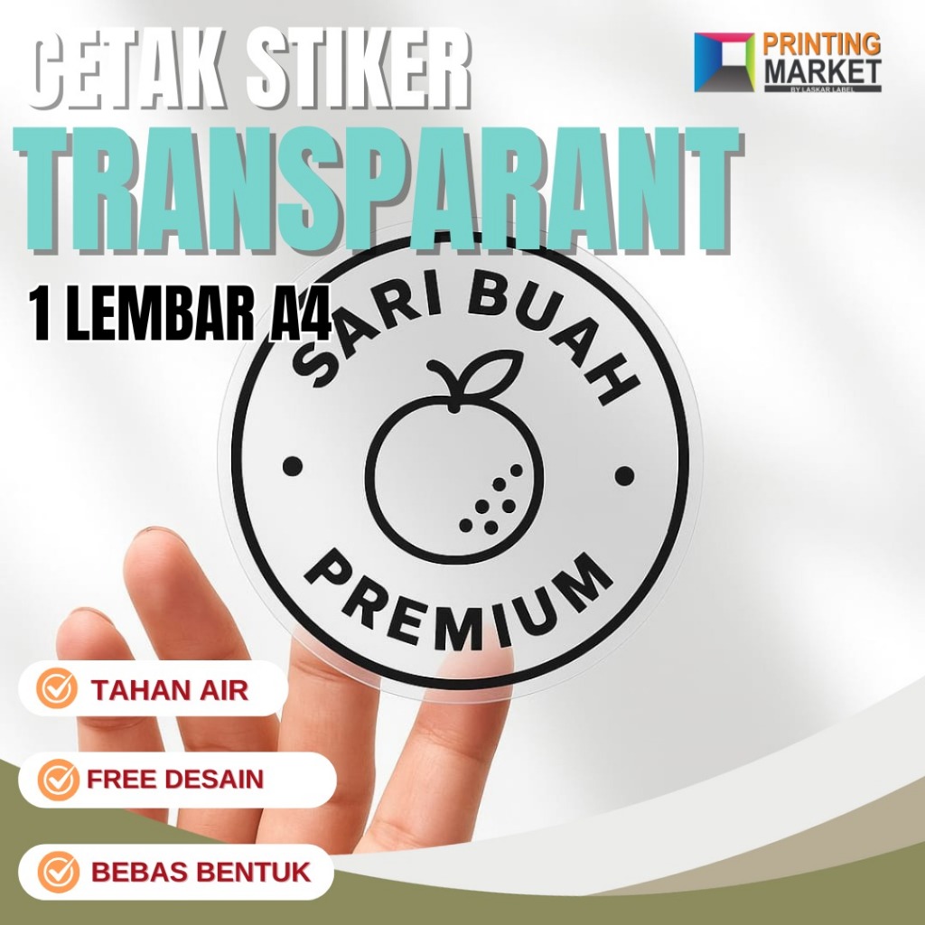 cetak sticker transparan custom stiker anti air a4 custome nama sendiri