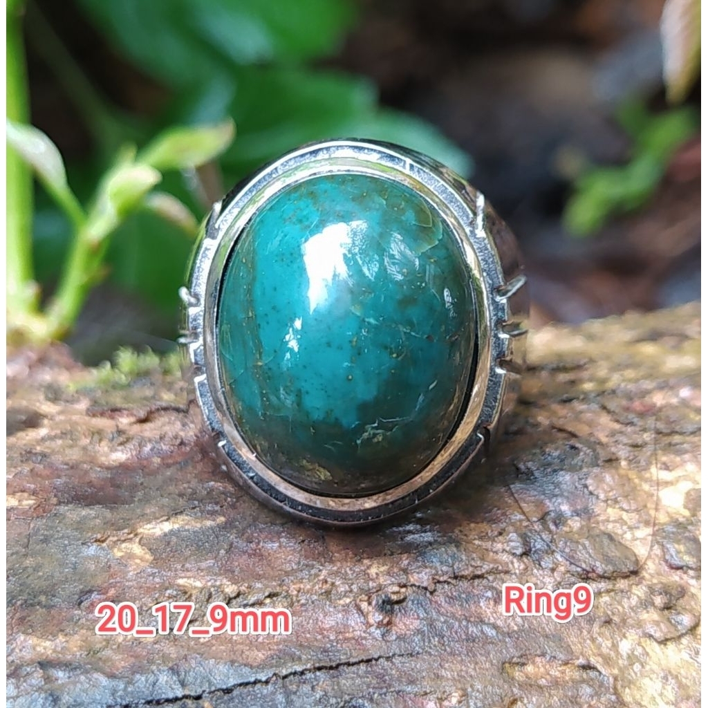 (COD) Batu akik cincin ijo lumut batu garut cristal galian odim berkualitas langka