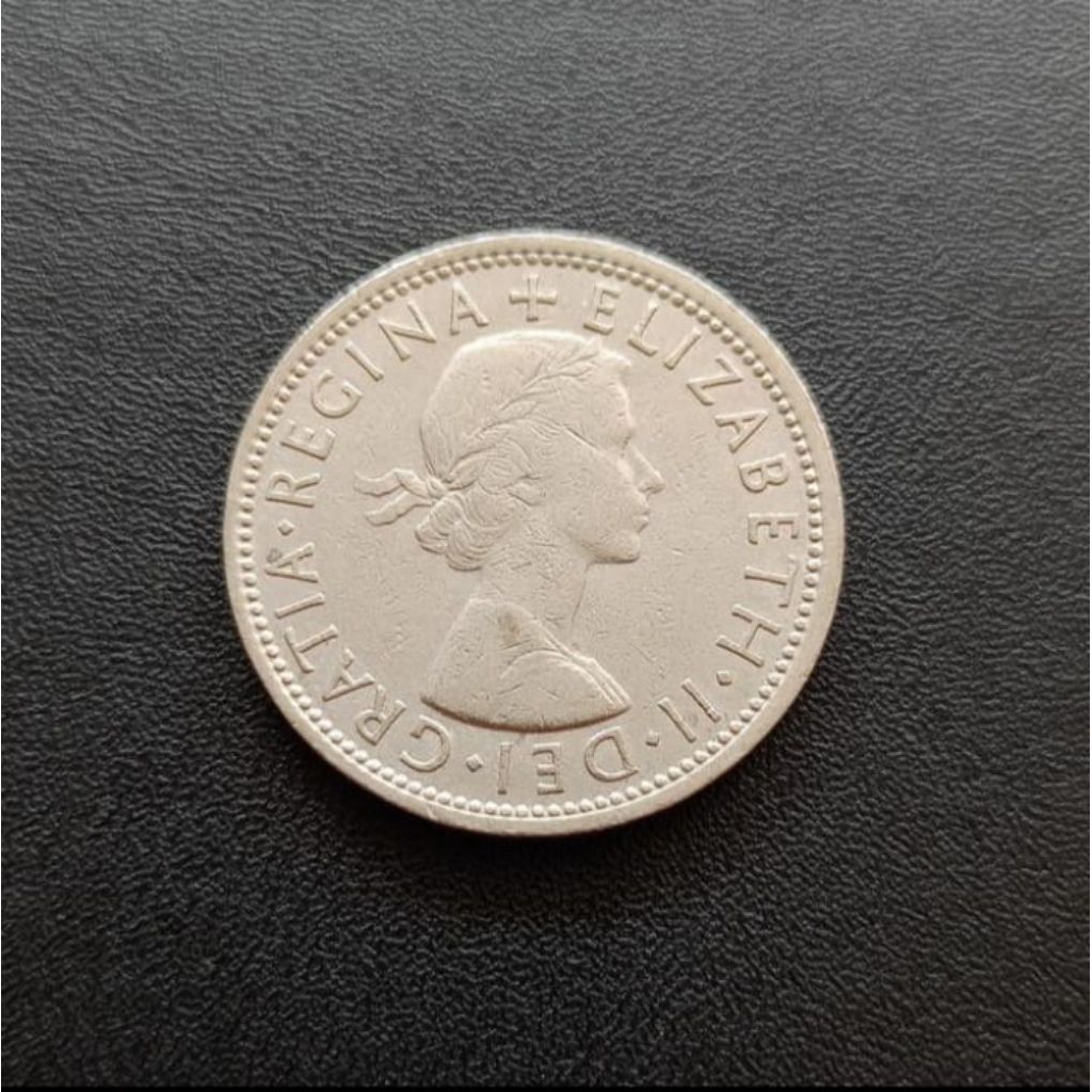 TP20rg Koin UK Inggris 2 Shilling 1966 Koleksi Coin Logam Bekas Lama Kuno Jadul Langka Asing Luar Ne