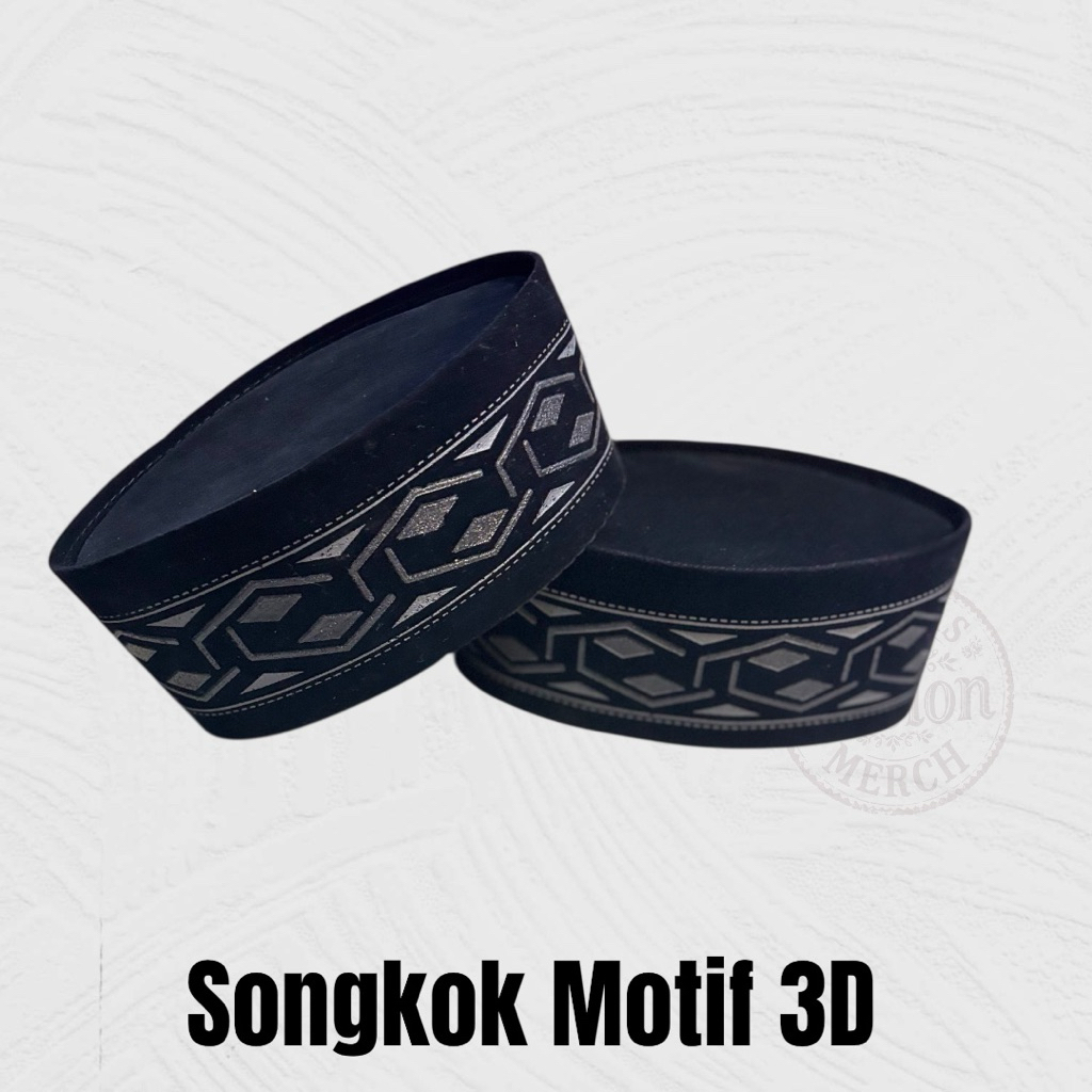 Peci Hitam Motif 3D Tinggi 9cm Songkok Peci Kopiah Hitam Fashion Muslim Anak Dan Dewasa Nyaman
