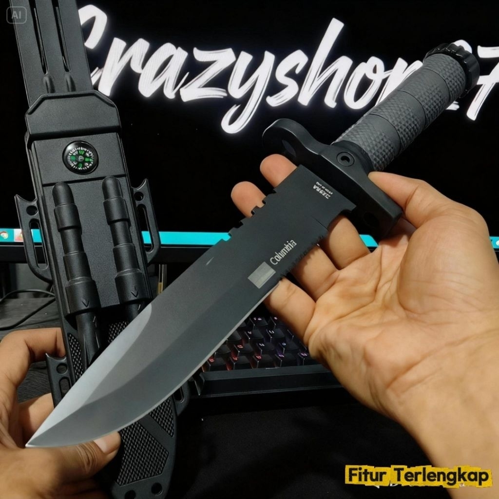 Pisau Hunting Survival Fitur Lengkap 2558A / Pisau survival Anti Karat