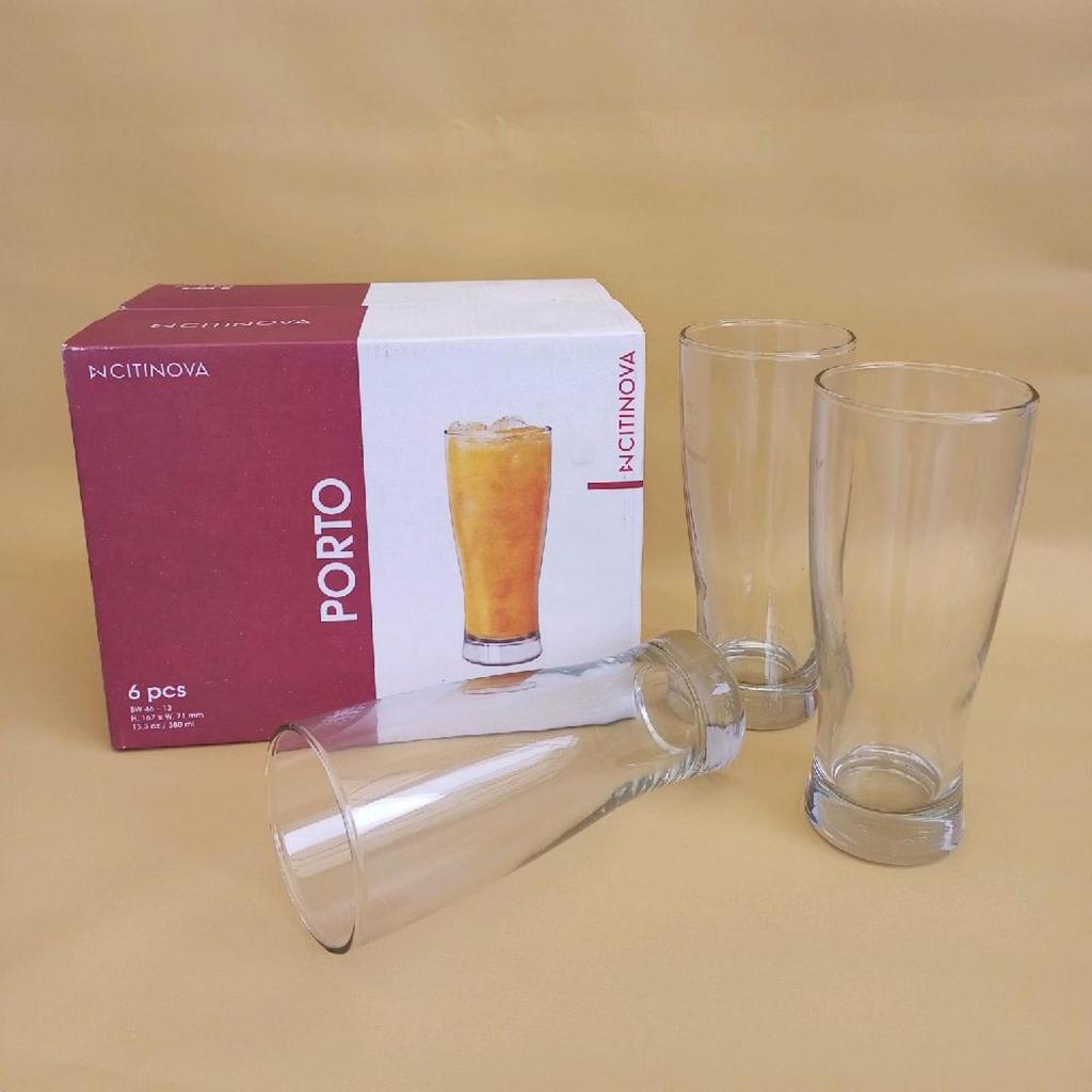 (6PCS)CITINOVA Gelas Kaca Jus Polos Tinggi 380ML (H-1) SET Porto / Gelas Juice Minum Smoothies Soda