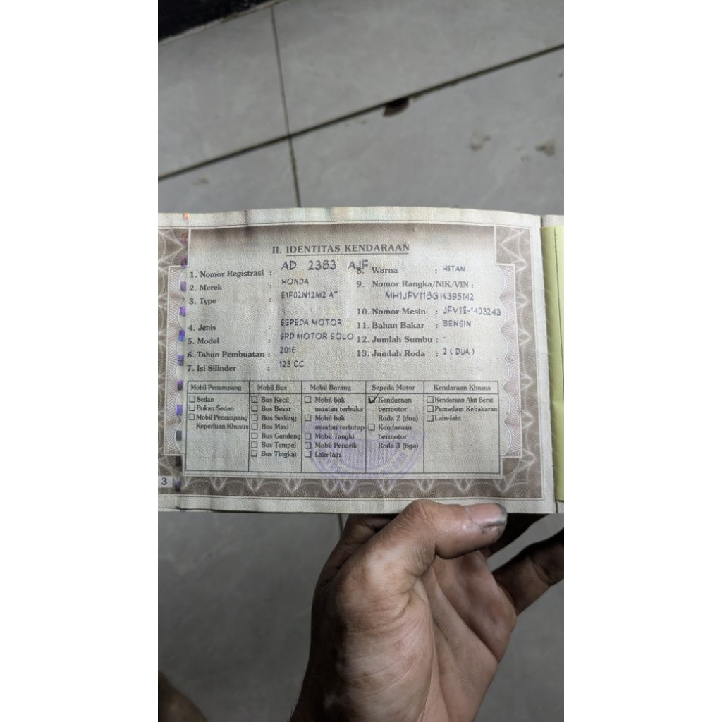 Dokumen penting motor vario