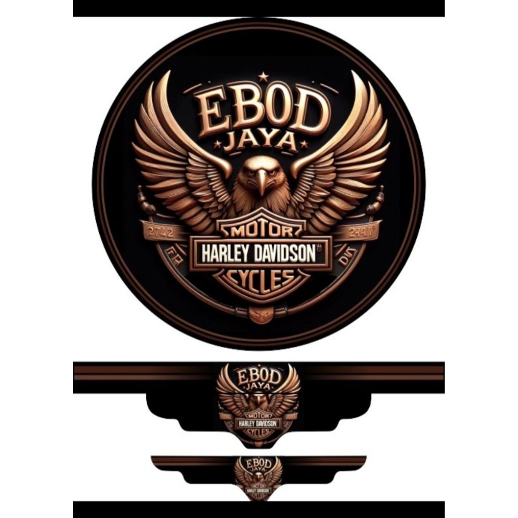 Sticker decal sangkar murai bulat no2 motip Harley davidson